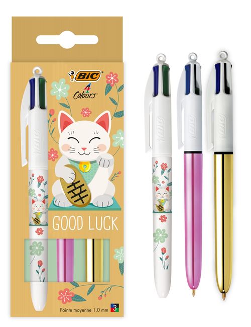 Coffret 3 stylos BIC 4 couleurs décorés