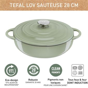 TEFAL Sauteuse 2 anses induction inox 26 cm EVERCOOK pas cher 