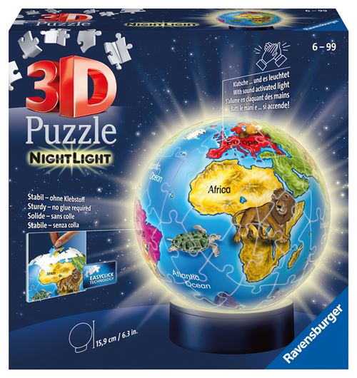 Rave Puzzle 3D Ravensburger Globe Illuminé 72 Pièces