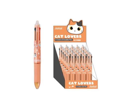 Stylos à bille effaçables Itotal 4 en 1 Chat Blanc et Orange