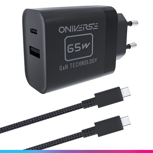Câble adaptateur AC 65 W USB C 1,5 m Oniverse Noir pour Nintendo Switch™ 2