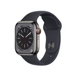 Apple Watch Series 8 GPS + Cellular, boîtier Acier inoxydable graphite 41mm avec Bracelet Sport Minuit