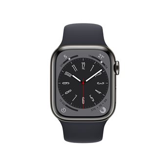 Apple Watch Series 8 GPS + Cellular, boîtier Acier inoxydable graphite 41mm avec Bracelet Sport Minuit