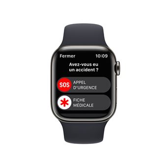 Apple Watch Series 8 GPS + Cellular, boîtier Acier inoxydable graphite 41mm avec Bracelet Sport Minuit