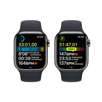 Apple Watch Series 8 GPS + Cellular, boîtier Acier inoxydable graphite 41mm avec Bracelet Sport Minuit