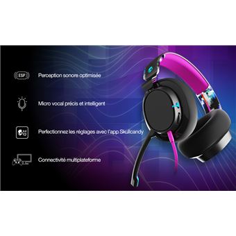 Casque Gaming filaire Skullcandy Slyr Pro Multiplateforme Noir et Rose