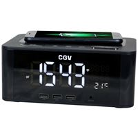 Radio-réveil CGV CR Q-10 FM Bluetooth Noir avec Chargeur sans fil par induction