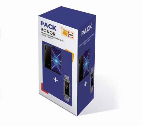 Pack Smartphone Honor 9X 128 Go Double SIM Noir minuit + Bracelet connecté Honor Band 5 Sport Gris glacier