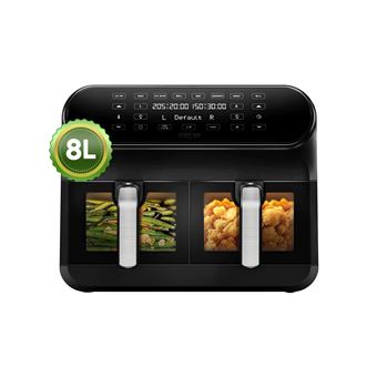 Ultenic AFW20 - Friteuse sans huile - Double compartiment avec des Fenêtre visible - Grill Pro - Noire - 1