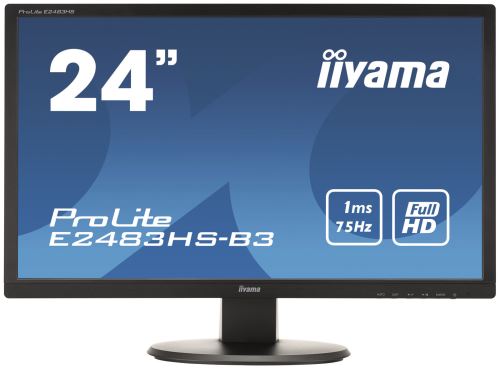 Iiyama Prolite E2483hs-b3 - Écran Led - 24" - 1920 X 1080 Full Hd (1080p) - Tn - 250 Cd/m² - 1000:1 - 1 Ms - Hdmi, Vga, Displayport - Haut-parleurs - Noir