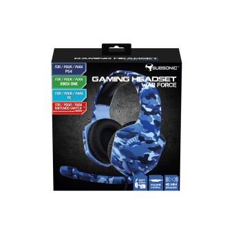 Casque stéréo Gaming como Subsonic War Force avec microphone pour console Bleu