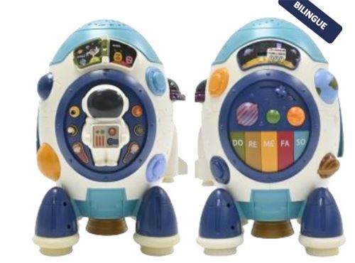 Lexibook Ma fusée avec projecteur d’étoiles Connaissances spatiales quizz musiques... Français