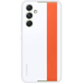 Coque renforcée avec lanière pour Samsung Galaxy A54 5G Blanc