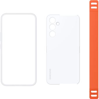 Coque renforcée avec lanière pour Samsung Galaxy A54 5G Blanc