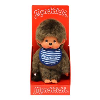 Bandai - Peluche Monchhichi - Kiki garçon avec bavoir rouge - 45 cm