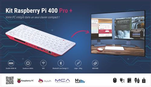 Kit pour PC Rasberry PI 400 Pro + PI40064GB.MCA 64 Go