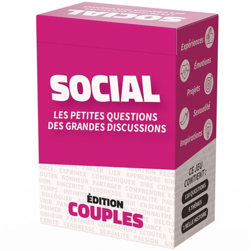 Jeu de cartes SOCIAL Couples Les Petites Questions des Grandes Discussions