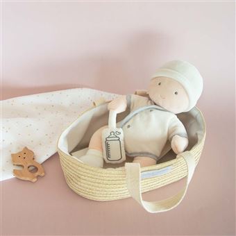 Poupon avec couffin Doudou et Compagnie Blanc et Gris