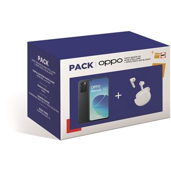 Pack Smartphone Oppo Reno 6 6,43" 5G 128 Go Double SIM Noir + Ecouteurs sans fil Bluetooth Oppo Enco Air à réduction du bruit Blanc - 1