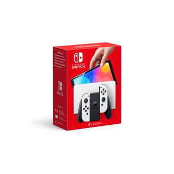 Nintendo Switch (modèle OLED) avec station d’accueil et manettes Joy-Con blanches - 1