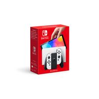 Nintendo Switch (modèle OLED) avec station d’accueil et manettes Joy-Con blanches
