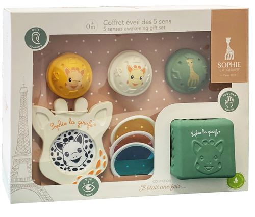 Coffret d'éveil sensoriel Sophie La Girafe Cube avec miroir magique et balles musicales