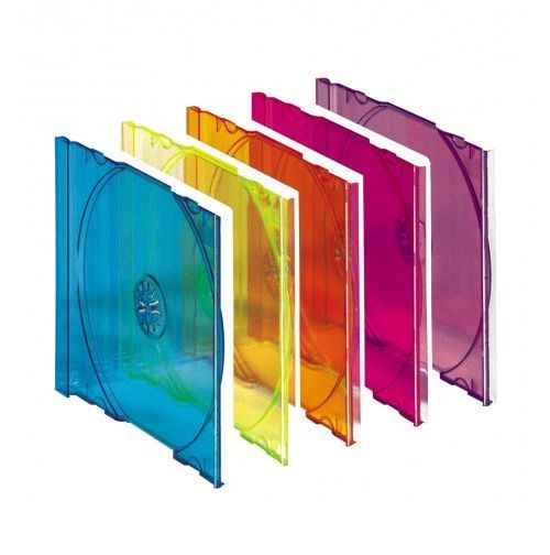 Pack De 25 Boîtiers CD Slim Color T'nB - Transparents Multicolores - Format Slim