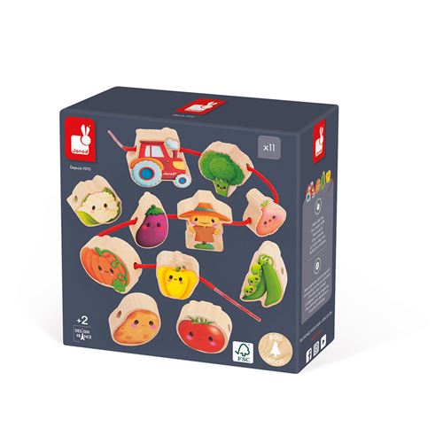 Jeu d'éveil Janod Ferme Perles à enfiler Potager