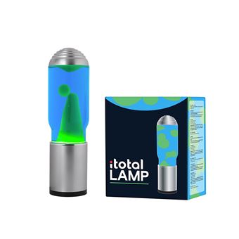 Lampe à poser Itotal Lave avec base silver Liquide Bleu et Cire Vert 40 W