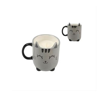 Tasse avec bougie Itotal Chat Gris et noir
