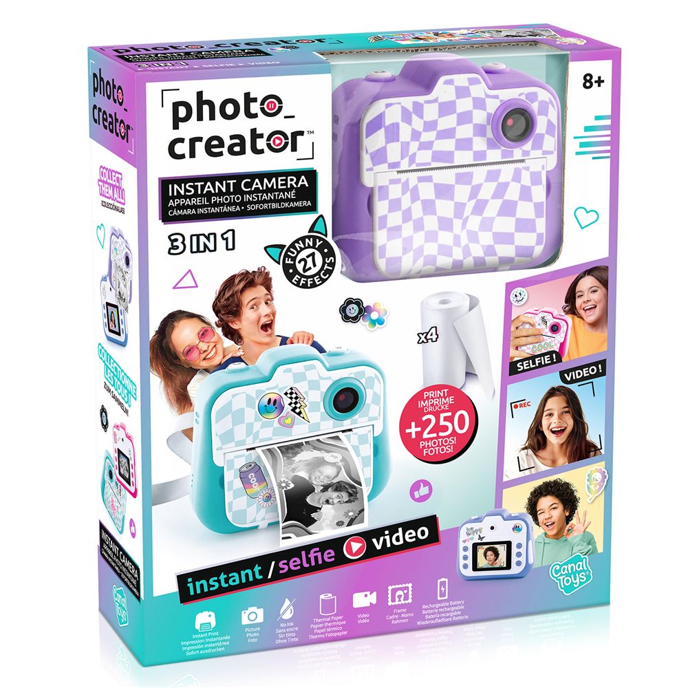 FOSMET Appareil Photo Enfant - avec Carte 32G & 5rouleaux de Papier Photo - Appareil Photo Instantané Enfant - HD - Violet