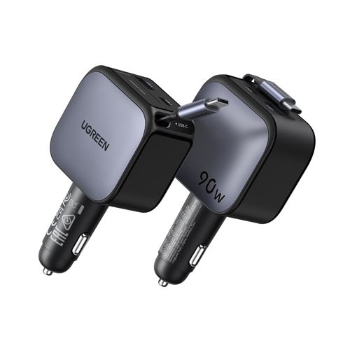 Chargeur de voiture UGREEN USB A et USB C Rétractable - vue 3