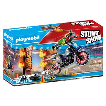 Playmobil Stuntshow 70553 Stuntshow Pilote de moto et mur de feu