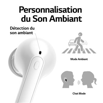 Ecouteurs sans fil à réduction du bruit LG Tone Free Bluetooth True Wireless Blanc