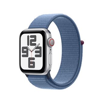 Apple Watch SE GPS + Cellular, boîtier en Aluminium Argent de 40 mm avec boucle sport Bleu Hiver