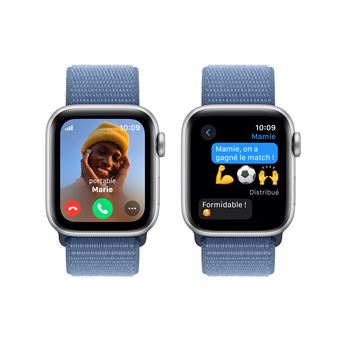 Apple Watch SE GPS + Cellular, boîtier en Aluminium Argent de 40 mm avec boucle sport Bleu Hiver