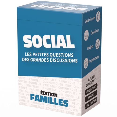 Jeu de cartes SOCIAL Familles Les Petites Questions des Grandes Discussions