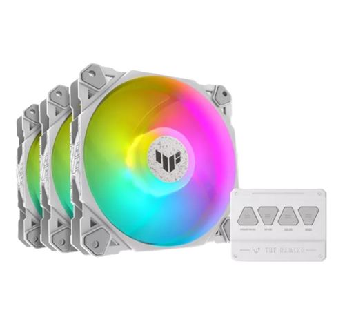 Pack de 3 ventilateurs PC ASUS TUF GAMING TF120 ARGB 120 mm blanc pour boîtier