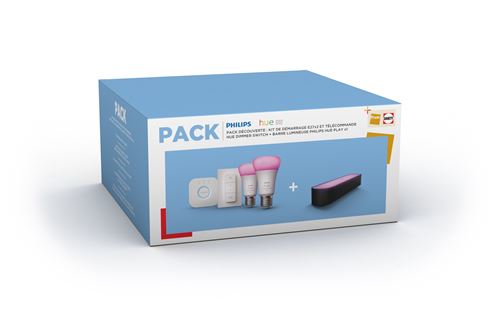 Acheter Pack Découverte Philips Hue Kit de démarrage 2 ampoules E27 etTélécommande Hue Dimmer Switch + 1 Barre Lumineuse Hue Play État correct - 187,99 € Pack Découverte Philips Hue Kit de démarrage 2 ampoules E27 etTélécommande Hue Dimmer Switch + 1 Barre Lumineuse Hue Play État correct - Philips Hue reconditionné disponible sur Fnac