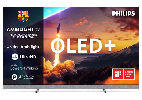 TV OLED+ Ambilight Philips 55OLED910 139 cm 4K UHD 2025 métal