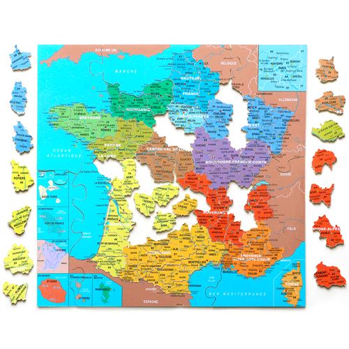 Puzzle en bois - Carte d'Europe - 50 pièces, Puzzle Michèle Wilson  La  Boissellerie Magasin de jouets en bois et jeux pour enfant & adulte