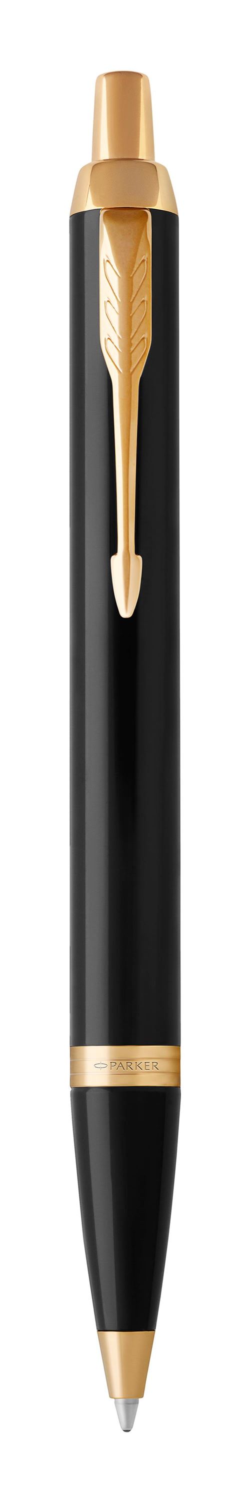 PARKER IM Ballpoint Pen, Black Lacquer with Gold Trim, Smooth Reliable Writing, Black