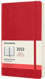 Agenda journalier Moleskine Grand format Couverture souple 2022 Rouge Ecarlate