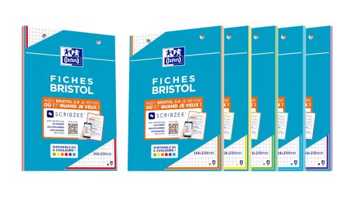 Bloc-notes de 30 fiches A5 quadrillées Oxford Bristol 2.0 Modèle aléatoire