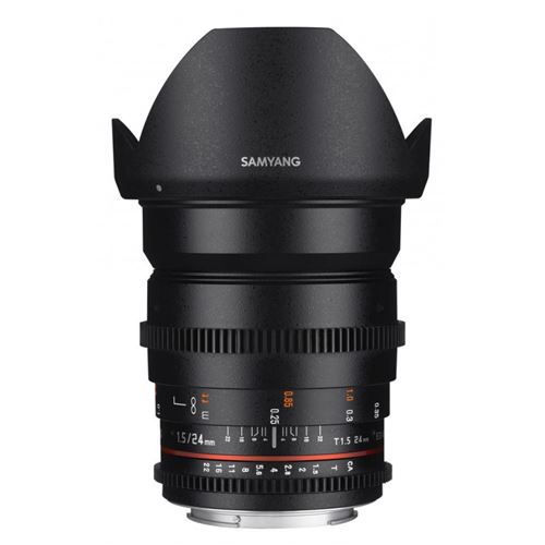 Objectif hybride vidéo Samyang VDSLR 24mm T1.5 MK2 noir pour Sony FE