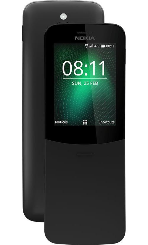Nokia 8110 4G - 4G téléphone de service - RAM 512 Mo / Mémoire interne 4 Go - microSD slot - 320 x 240 pixels - rear camera 2 MP - noir