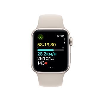 Apple Watch SE GPS + Cellular, boîtier en Aluminium Lumière Stellaire de 40 mm avec bracelet sport Lumière Stellaire M/L