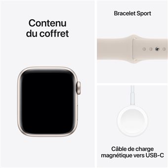 Apple Watch SE GPS + Cellular, boîtier en Aluminium Lumière Stellaire de 40 mm avec bracelet sport Lumière Stellaire M/L