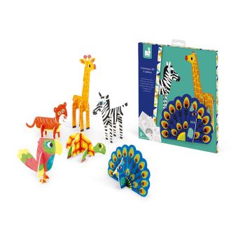 Kit créatif Janod Animaux 3D à colorier