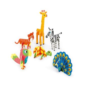 Kit créatif Janod Animaux 3D à colorier